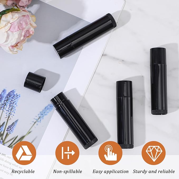 180 Pcs 5g Black Twist-Up Empty Lip Balm Tubes - DIY Lip Balm Containers for Lipstick, Lips Gloss & Solid Perfume