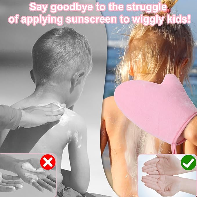 Palksky Sunscreen Applicator for Kids, 3 Pack Sunscreen Mitt Set with Storage Bag, Reusability Suns Creen Glove Applicator, Sunblock Lotion Buddy Applicator for Beach Vacation Essentials
