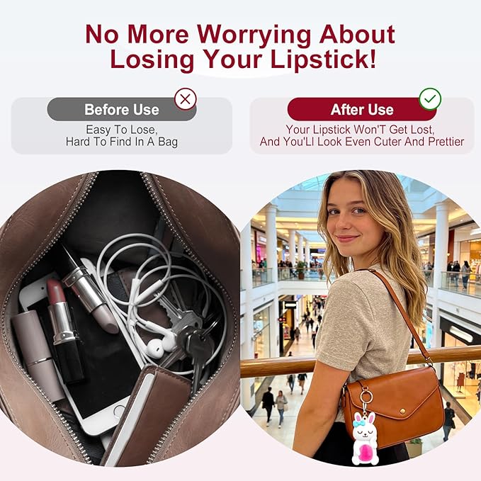 BrainKer Chapstick Holder Key Chain Cute Cartoon Design Lip Balm Holder Keychain Storage Bag Silicone Lip Gloss Holder Case