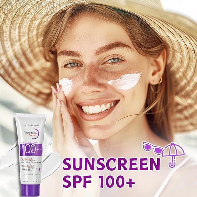 SPF 100 Sunscreen for Face, Sun Active Defense Cream, Broad Spectrum UVA UVB Protection, Lightweight Moisturizing Daily Face Sunscreen, 80ml / 2.5 fl oz