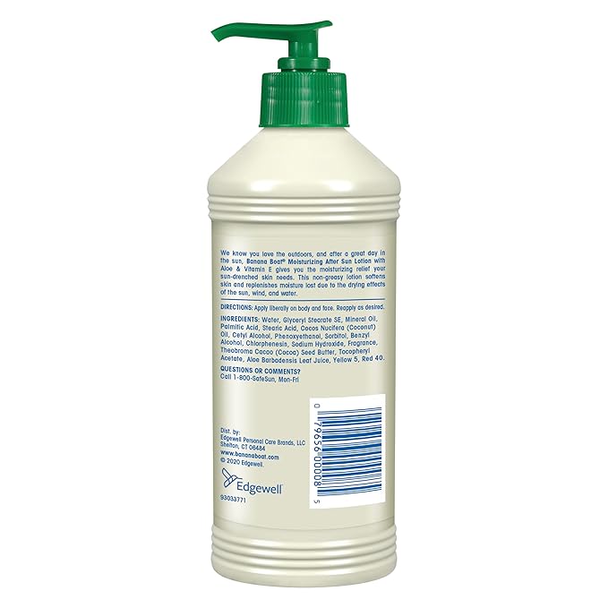Banana Boat Moisturizing After Sun Lotion with Aloe and Vitamin E, 16Fl Oz, After Sun Lotion, Sunburn Relief, 16Fl Oz (Pack of 2)