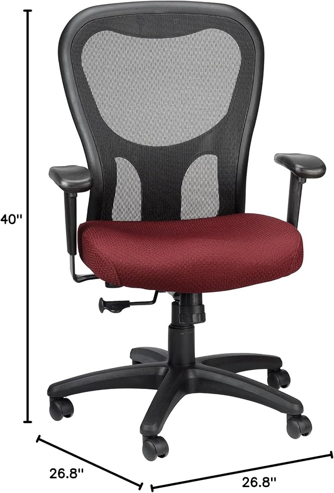 Tempur-Pedic TP9000C Mesh Swivel Task Chair with Tempur Material, Cooling Gel Layer, Adjustable Armrests, and Lumbar Support, Burgundy