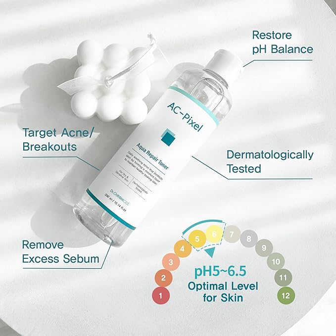 [Dr.CHROMCELL] AC-Pixel Aqua Repair Toner| Pore Refining Toner (10.14 fl.oz) - 2X Size of Regular Toners| Sensitive Skin & Dry Skin| Toner for Acne Prone Skin| Hyaluronic Acid Toner| Korean Skin Care