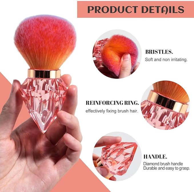 AKINA Large Make up Brush Comes With FREE TRAVEL CASE. Powder Brush Durable Kabuki Make up Brush. Flawless Powder Buffing. Perfect For Setting make up. Ultra Soft Bristles.(Sunset)