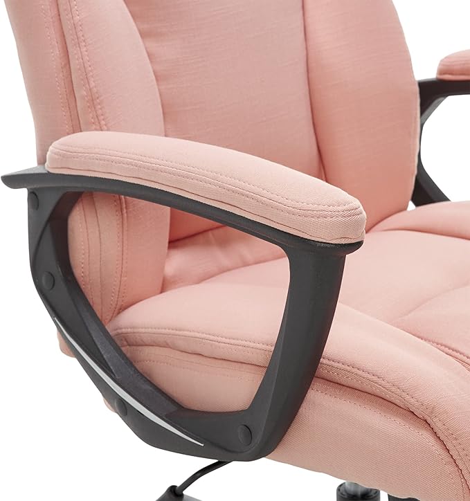 Serta Connor Executive Office Chair, Ergonomic Computer Chair with Layered Body Pillows, Contoured Lumbar, Adjustable Seat, Microfiber Fabric, Pink