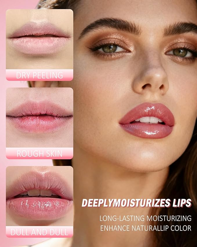 Tinted Lip Balm Moisturizing Lipstick, Rose Pink Colored Sheer Hydrating Nourishing Lip Stain for Dry Lips, Highly Pigmented Soft Texture Waterproof Transfer-Proof Lips Gloss for Women Makeup Gifts-02