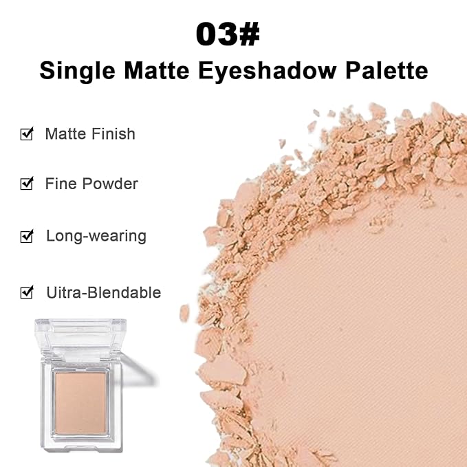 Matte Light Caramel Brown Single Eye Shadow Palette, Neutral Powde Eye Shadow for Women, Eye Brightener Eye Shadow Primers, Monochrome Natural High Pigment Mini Eyeshadow, sombras para ojos