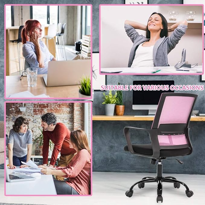 BestOffice Computer Chair Swivel Rolling Executive Lumbar Support Task Mesh Chair Metal Base for Women&Men, 2 Pack