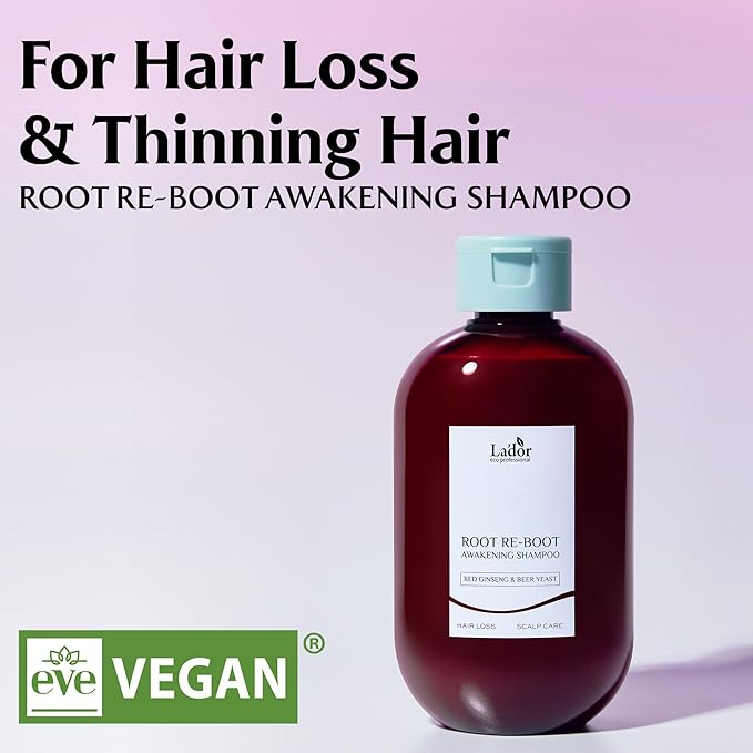 LADOR Root Re-boot Refreshing Hair Loss Relief Shampoo Awakening w/Biotin Red Ginseng & Beer Yeast - Shine, Deep Cleansing for Normal Hair, Korean Haircare 10oz