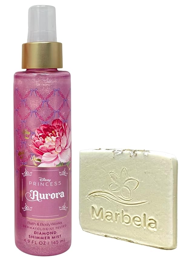 Bath & Body Works Limited Edition Princess Collection Aurora Diamond Shimmer Mist with a Natural Oats Soap Sample