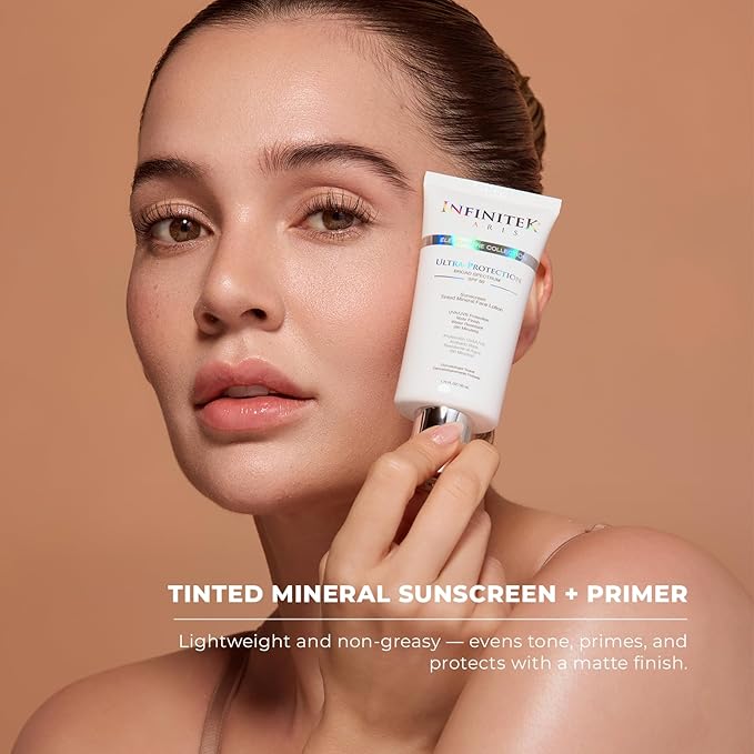 Infinitek Paris | Tinted Mineral Face Sunscreen SPF 50 | Galentine’s Gifts & Valentine’s Day Gifts for Women | UVA/UBV and Blue Light Protection, Matte Finish, Water Resistant | 1.75 fl oz / 50 ml