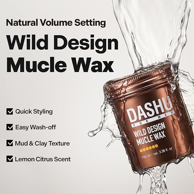 DASHU Wild Design Mucle Wax 3.5oz – Strong Hold Without Shine, Easy to Wash, Styling Wax