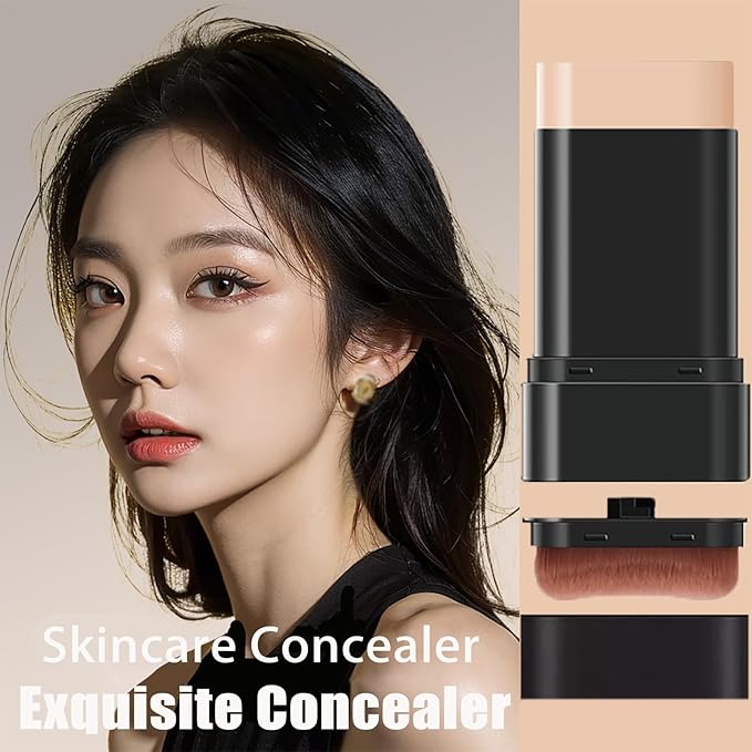 2 In 1- Luxury Anti-Wrinkle Foundation Stick, Korea Flawless Eraser Foundation Stick With Brush, Contour Stick Foundation Face Stick, Makeup Eraser Korean Foundation Stick (Brilliant White * 2)