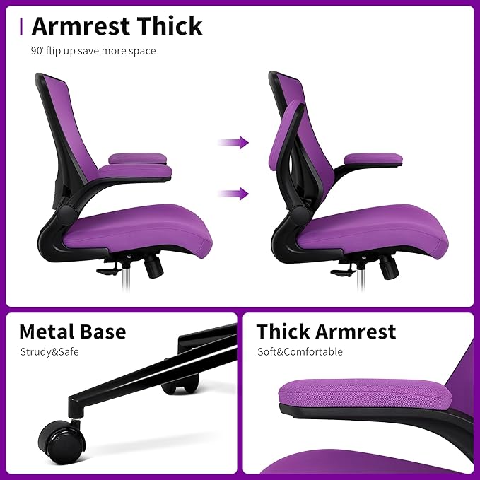 Misolant Tall Office Chair, Drafting Chair for Standing Desk, High Office Chair with Adjustable Lumbar Support, Flip-up Arm and Footrest Ring, Tall Drafting Chair for Bar Height Desk