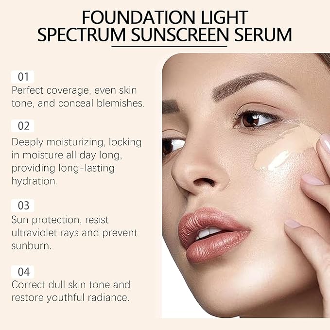 Foundation 4 In 1 Liquid Foundation, Long Lasting Waterproof, Spf 50+,& Longwearing & Waterproof, Hydrating Color Changing Foundation Light Spectrum for Gym, Sport (3pc)