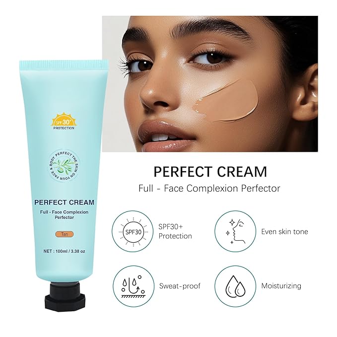 Tinted Sunscreen for Face SPF30+ 100ml Each - Full - Face Complexion Perfector - Sweat - Proof & Moisturizing (Tan)