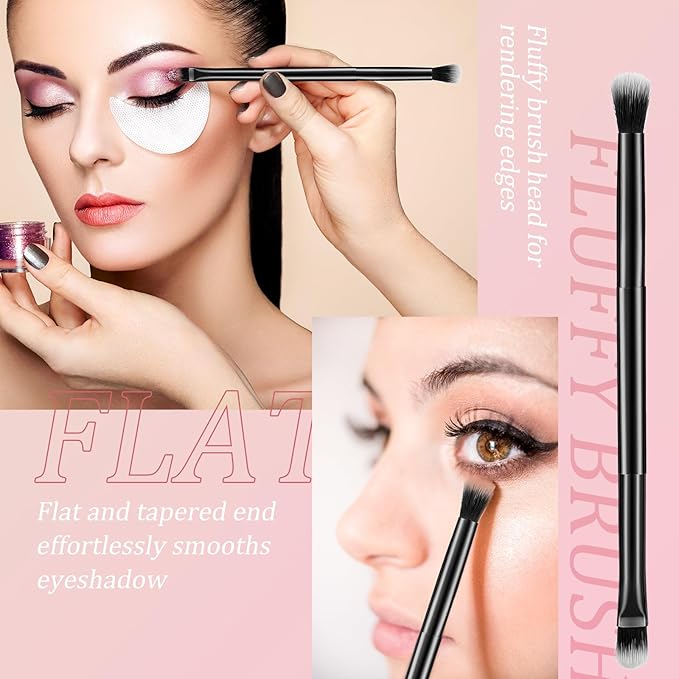 24 Pcs Eyeshadow Smudge Brush 2 in 1 Eyeshadow Double Ended Concealer Brush Under Eye Small Soft Firm Pointed Foundation Makeup Applicator for Blending Eye Shadow Liner(Black)