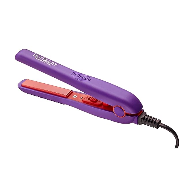 Professional Ceramic Mini Flat Iron 1/2", Anti-Frizz, Fast Heating, Versatile Styling for Curly & Straight Hair, Ideal for Traveling with Travel Pouch (Violet)