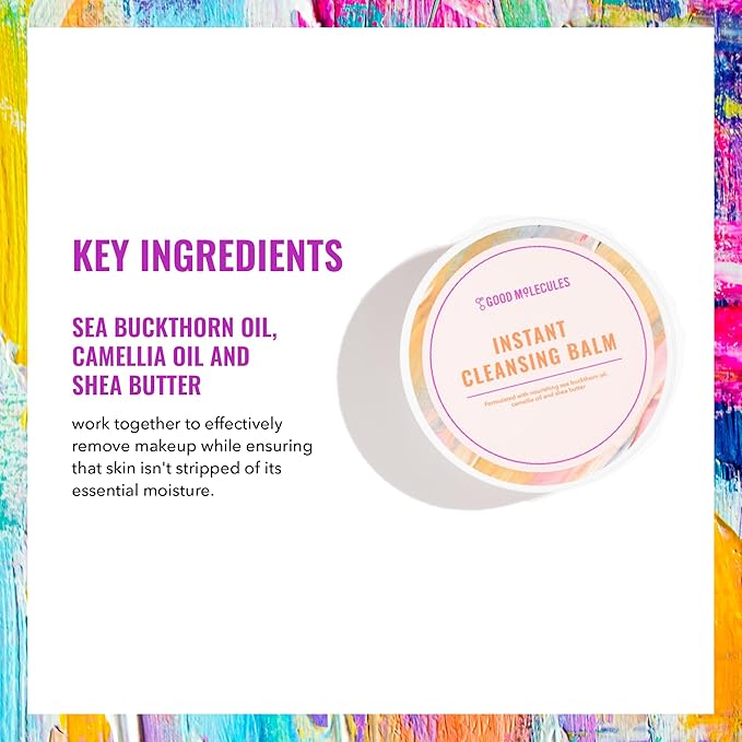 Good Molecules Instant Cleansing Balm – Makeup Remover Balm with Sea Buckthorn and Shea Butter - Residue-Free, Fragrance-Free, Vegan Face Cleanser, 2.5 oz.