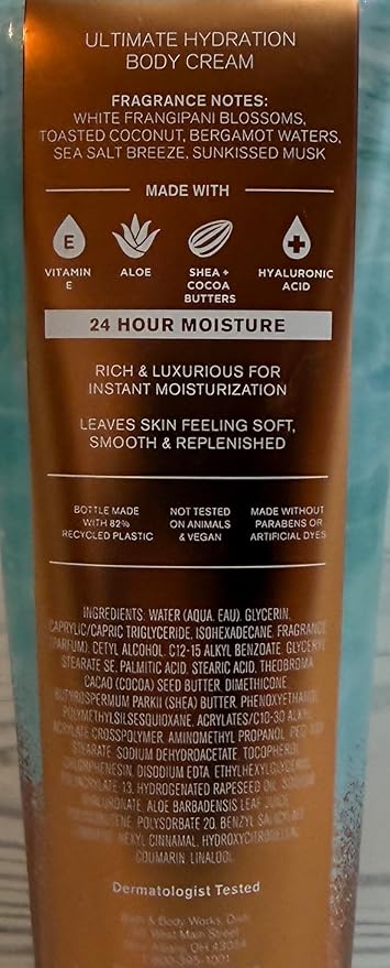 Bath & Body Works Women's At the Beach Ultimate Hydration Body Cream 8 Ounces Pack of 2
