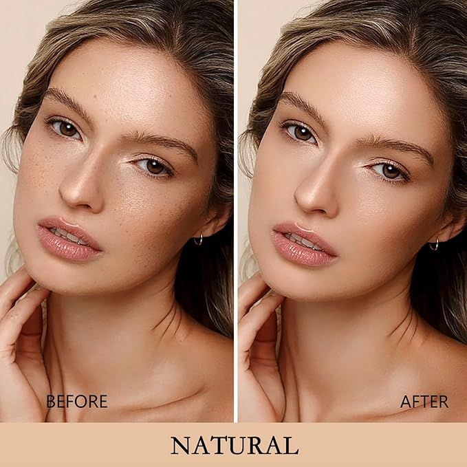 Air Cushion CC Cream Foundation Makeup, BB Cream Makeup, Color Correcting CC Cream, Tattoo Cover Up, Natural Full Coverage Foundation, Moisturizing Concealer Brighten,Even Skin Tone(2 PCS Natural)
