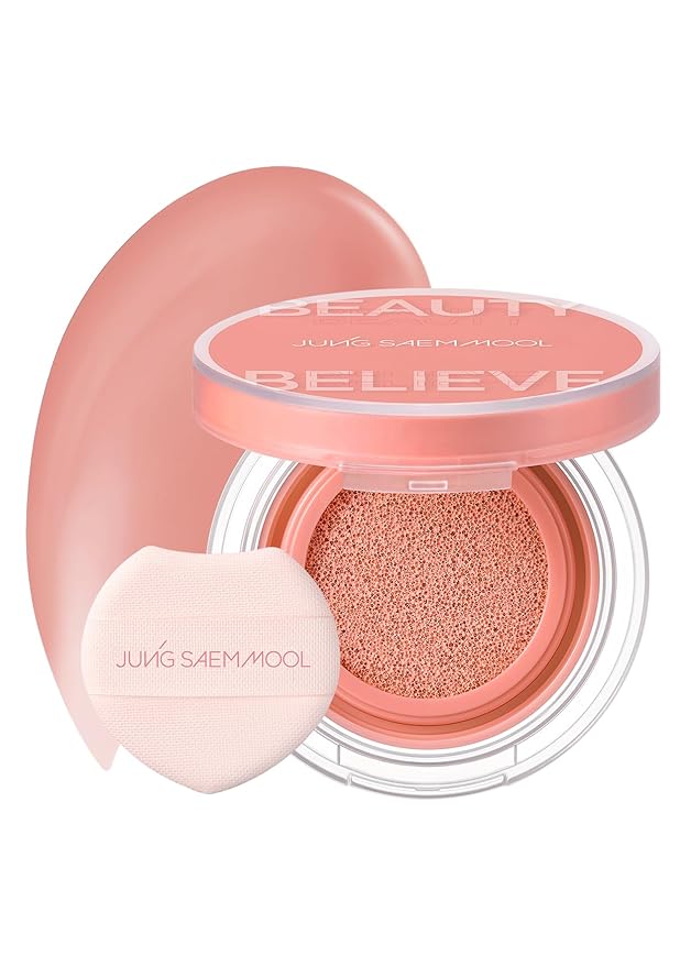 JUNG SAEM MOOL Artist Cushion Blush | Easy to Blend with Puff, Buildable Liquid Blush for Cheeks with a Natural & Matte Finish, Korean Makeup (Blur | Perky Coral)