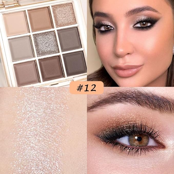 9 Colors Nude Eyeshadow Palette Makeup,Taupe Bronze Brown Matte Cream Eye Shadow,Natural Neutral Eyeshadow Palette Nude