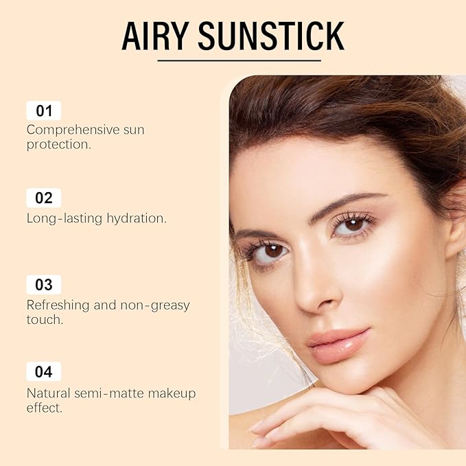 Sunscreen Stick SPF 50+ – Korean Semi-Matte Sun Protection Bar, No White Cast, Lightweight, Water-Resistant Sunblock for Face & Body, 0.81 oz / 23g