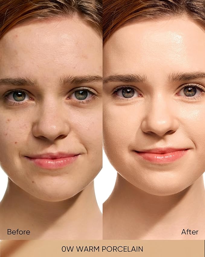 Full Coverage Cushion Foundation #0W Warm Porcelain| Satin Glow Finish, Oil-Control & Waterproof, Buildable Tattoo Cover Cushion for All Skin Types