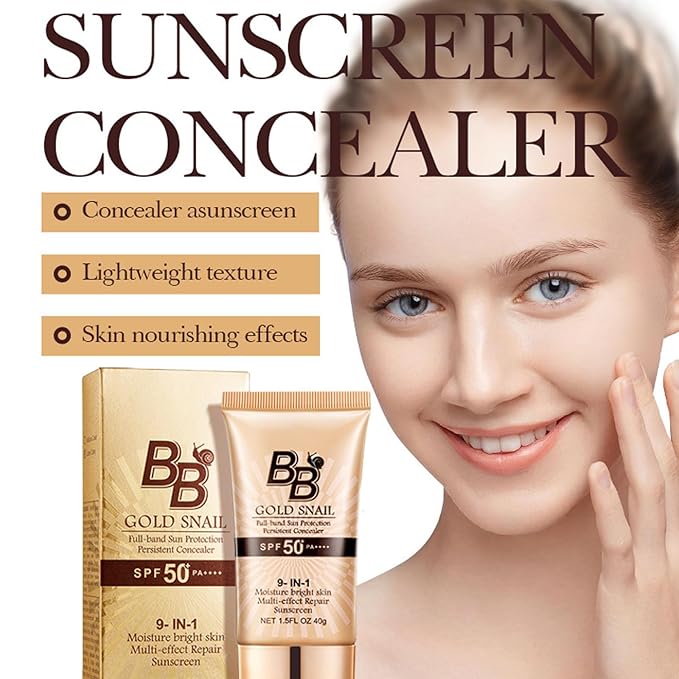 Generic Korean BB Cream with SPF 50, 9 in 1 BB Cream Sunscreen SPF 50 Korean Waterproof Sweatproof, Foundation Full Coverage Tinted Moisturizer, Facial Concealer for Oily Skin, Dry Skin (2Pcs 01#)