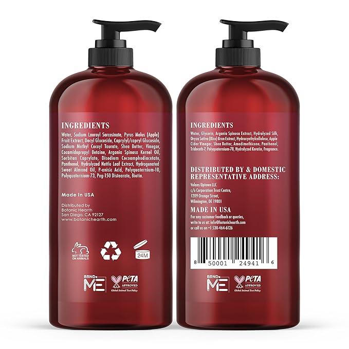 Botanic Hearth Apple Cider Vinegar Shampoo and Conditioner Set | Helps Dry Itchy Scalp, Dandruff, Frizz and Hair Loss | Color Safe, Sulfate Free Shampoo | All Hair Types, Men and Women, 16 fl oz each