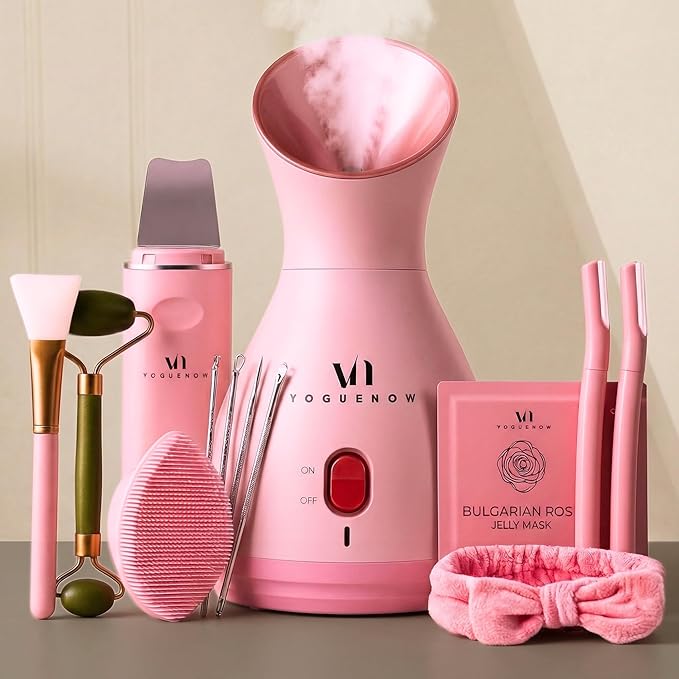Facial Steamer Spa Kit with Complimentary 17 Skin Care Tools | Face Steamer for Facial Deep Cleaning with Towel Warmer & Humidifier Mode| Self Care Gifts for Women, Spa Gifts, Birthday Gifts for Women