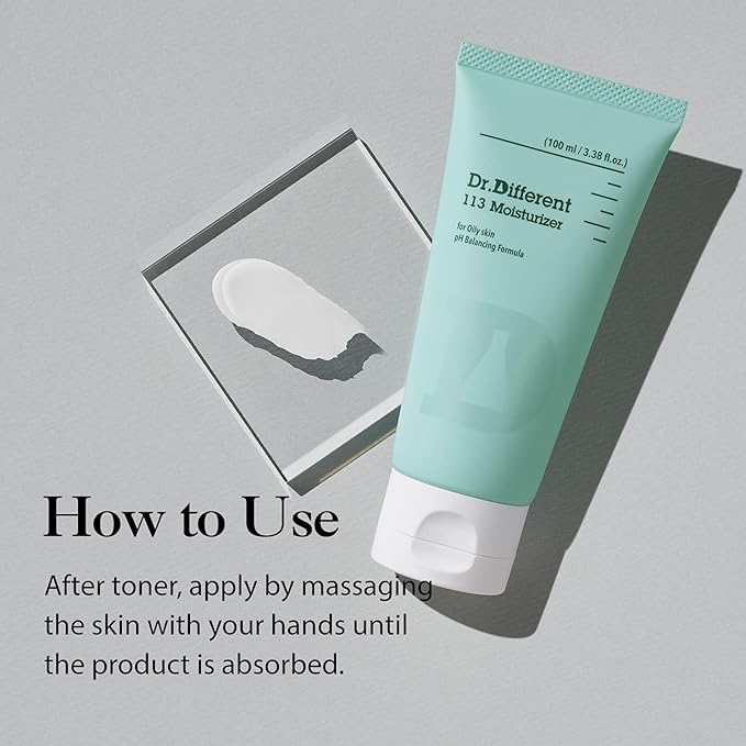 Dr.Different 113 Moisturizer - Sebum Control Face Moisturizer for Oily Skin, Pore Reducing and Trouble Care, Hypoallergenic Moisturizing and Soothing Facial Cream, 3.38 oz.