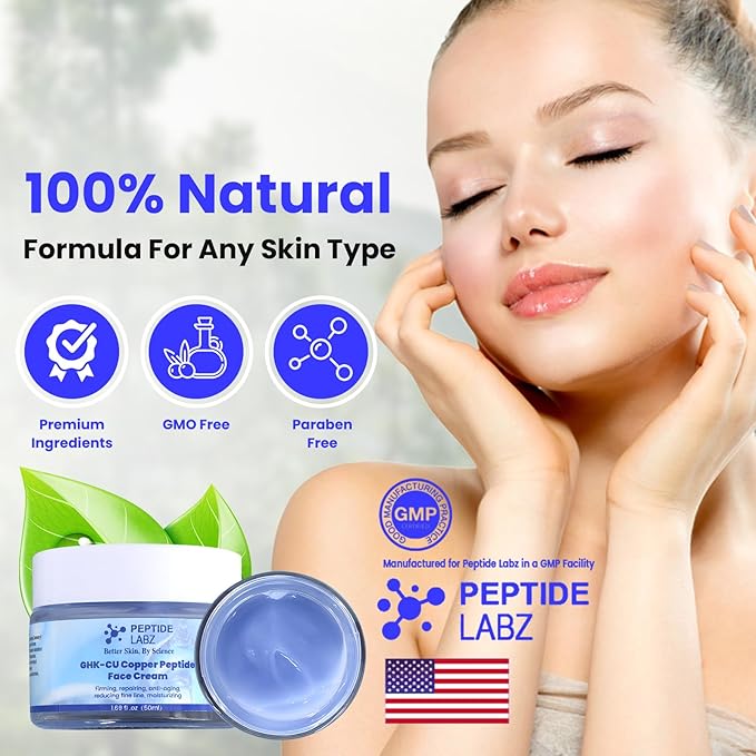 Copper Peptide Face Cream Anti Wrinkle 1.7 fl oz Copper Tripeptide-1, Repair, and Firming Daily Face Cream