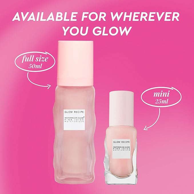 Glow Recipe Pink Juice Water Gel Moisturizer, Korean Gel Moisturizer for Glass Skin, Oil-Free Hydrating Hyaluronic Acid Face Moisturizer for Oily Skin, Non-Comedogenic, Long-Lasting (50ml)