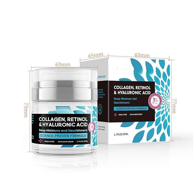 stem cell serum for face with retinol Anti-Aging Moisturizer Cream with Collagen, Retinol & Hyaluronic Acid - Skin Firming Care for Face, Neck & Décolleté Daily Use Day & Night Cream - 1.7 fl.oz.