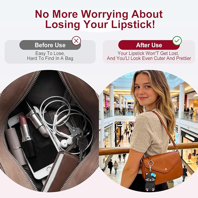 BrainKer Chapstick Holder Key Chain Cute Cartoon Design Lip Balm Holder Keychain Storage Bag Silicone Lip Gloss Holder Case