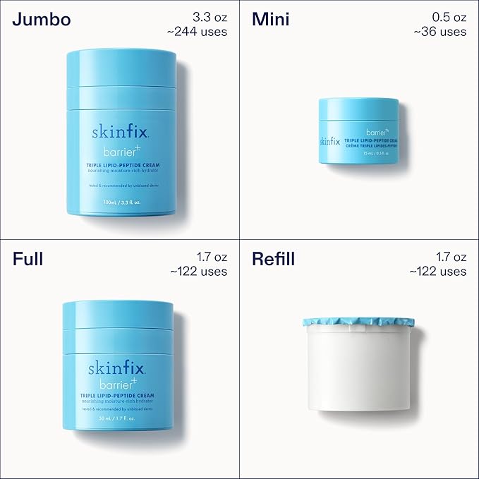 Skinfix Triple Lipid-Peptide Cream Refill - 1.7 oz - Rich Face Moisturizer with Hyaluronic Acid - Hydrates & Restores Dry, Sensitive Skin - Non-Comedogenic, Fragrance Free, Vegan, Cruelty Free