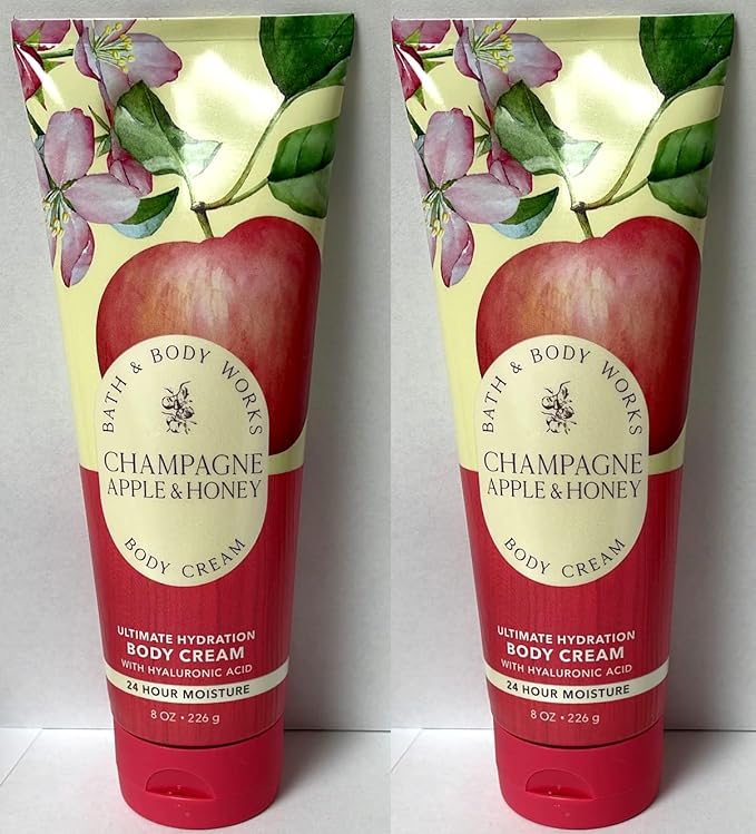 Bath and Body Works Champagne Apple & Honey 2 Pack Ultra Shea Body Cream 8 Oz. (Champagne Apple & Honey)