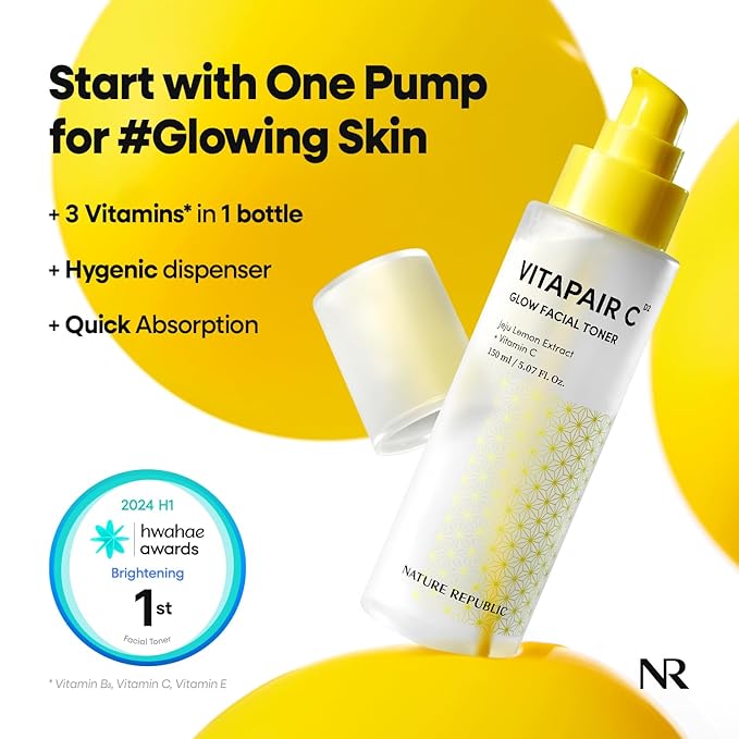 Nature Republic Vitapair C Glow Facial Cleanser Toner Set - Korean Vitamin Skincare, Cleaner Skin, Hydrating, Niacinamide, Lightweight