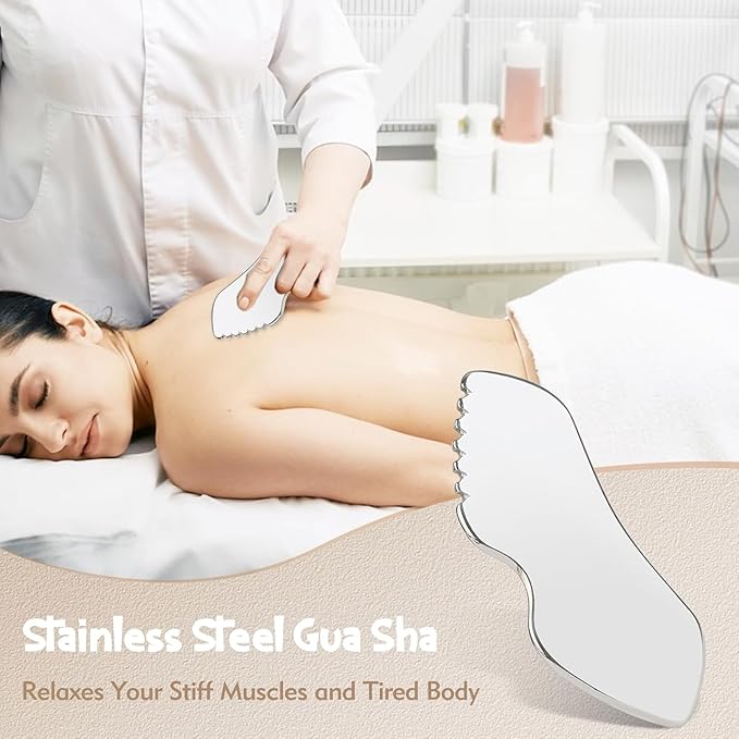 Gua Sha Facial Tools Guasha for Face - 1Pcs Stainless Steel Gua Sha Tool - Massager Tool for Jawline & Chin,Fascia Massage Tool for Face Massage, Lymphatic Drainage Massager s