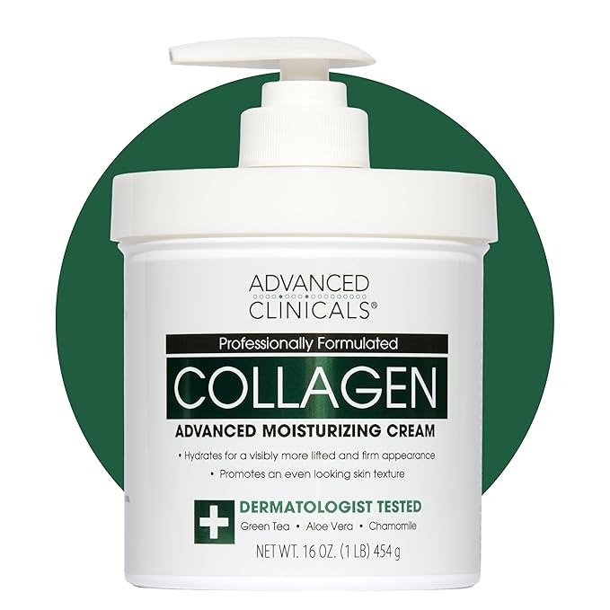 Advanced Clinicals Collagen Cream Body Lotion & Face Moisturizer W/Vitamin E | Skincare Moisturizing Collagen Lotion For Women, Men, Hand, & Neck Improves Look Of Crepey Skin & Uneven Dry Skin, 16Oz