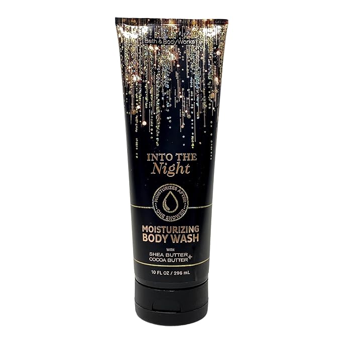 Bath & Body Works Into The Night 2 Pack Moisturizing Body Wash Bundle with a Charcoal Scrub Bar Soap - Full Size