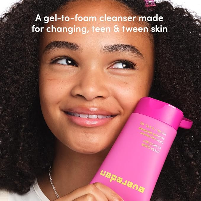 Evereden Pre-Teen Collection: Triple Green Tea Steer Clear Balancing Jelly Cleanser Pre Teen Face Wash, Let's Bounce Gel-Cream Face Moisturizer, & Balance Up Water-Based Toner Pads for Face
