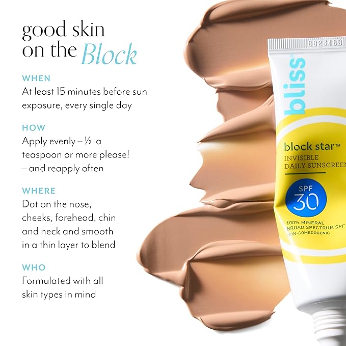 Bliss Block Star SPF 30 + Lemon & Sage Body Butter Duo | Sun Protection & Nourishing Body Moisturizer for Post Sun Skin Care