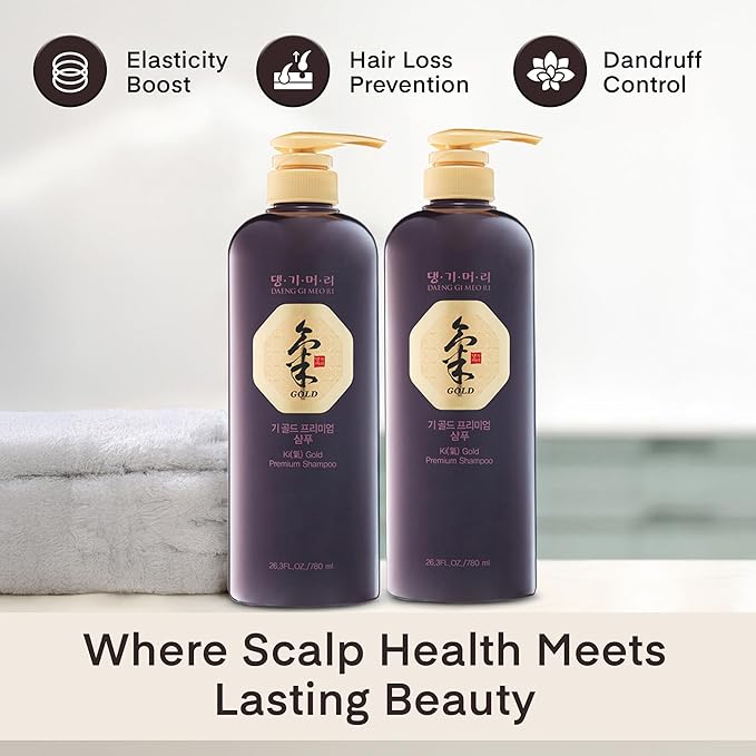 Daeng Gi Meo Ri - Ki Gold Premium Shampoo 2 Set, Promotes Elastic Hair, Prevents Hair Loss, Eliminates Dandruff, 780ml