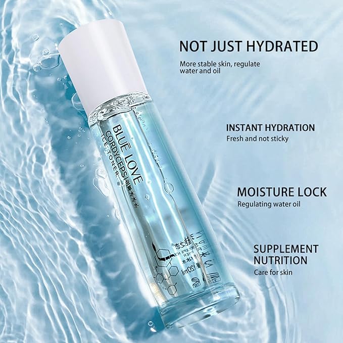 BLUE LOVE Cordyceps Icy Facial Water – Hydrating Facial Toner for All Skin Types, Anti-Aging, Soothing & Refreshing, Lightweight Moisturizer