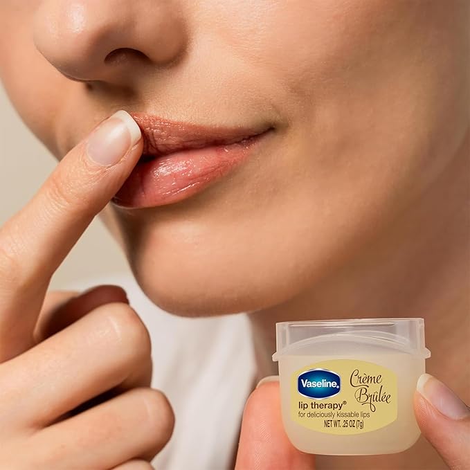 Vaseline Lip Therapy Variety 3-Pack – Crème Brûlée, Rosy Lips, Cocoa Butter Mini Lip Balms for Soft, Glowing, and Deliciously Kissable Lips, 0.25 Oz Ea