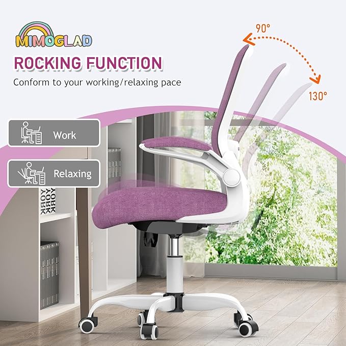 Mimoglad Home Office Chair, High Back Desk Chair, Ergonomic Mesh Computer Chair with Adjustable Lumbar Support and Thickened Seat Cushion (Modern, Orchid)