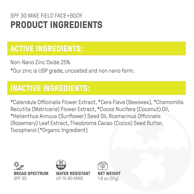 Raw Elements Mike Fields Face & Body Organic Sunscreen Tin SPF 30 - Non-Nano Zinc Oxide, Water-Resistant 80 Min, Reef Safe, All Ages Safe, Travel Sunblock 1.8 oz